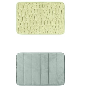 Unique Bargains 2Pcs Non Slip Absorbent Thick Soft Quick Dry Bathroom Bath Rugs - 1 of 4