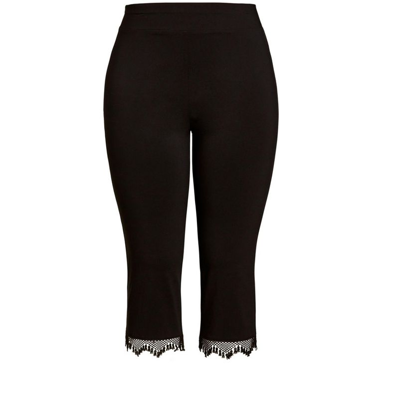 Women's Plus Size Super Stretch Lace Capri - black | AVENUE, 3 of 4