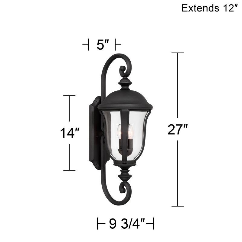 John Timberland Park Sienna Vintage Wall Light Sconce Black Hardwire 9 3/4" 3-Light Fixture Clear Glass Shade for Bedroom Bathroom Vanity Reading Home, 4 of 10