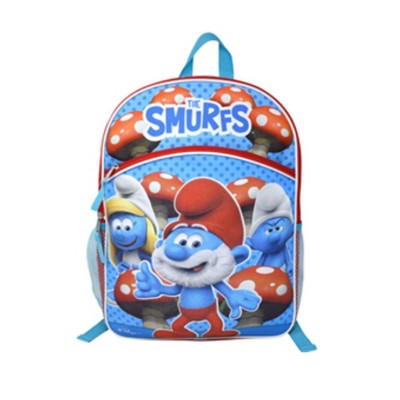The Smurfs 16" Blue School Backpack with front and side Pockets
