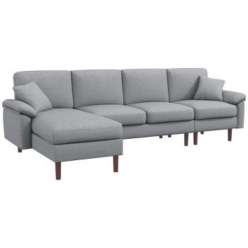 HOMCOM Sectional Sofa with Reversible Chaise Lounge, Modern L Shaped Corner Sofa, Fabric Sectional Couch for Living Room