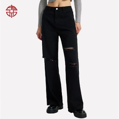 Mocamel Loose wide-leg pants with high waist and holes