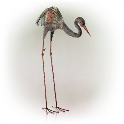 Alpine 30" Metal Crane Statue