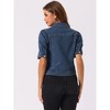 INSPIRE CHIC Women's Casual Short Puff Sleeves Button-Down Jean Denim Jacket - 3 of 4