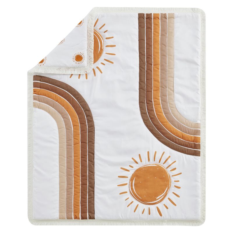 Sweet Jojo Designs Gender Neutral Unisex Crib Bedding + BreathableBaby Breathable Mesh Liner Boho Sun Orange White Beige, 4 of 7