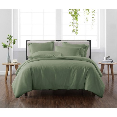 Duvet Cover 220x240 Cm Dark Green Solid Color - Double Bed Set With Zipper  - Microfiber Duvet Cover With 2 Pillowcases 65x65 Cm