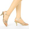 Allegra K Women's Ankle Strap Open Toe Rhinestone Kitten Heel Sandals - 2 of 4