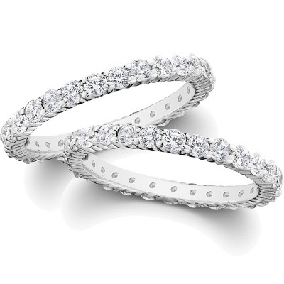 Pompeii3 2ct Matching Diamond Eternity Wedding 14K Ring Set