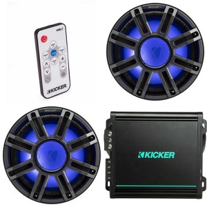 Kicker (2) 51MWF124 - MWF 12-Inch Premium Marine Subwoofer (free-air) 4-ohm & 48KMA8001 Marine Amp Bundle ( Includes LED Remote ) - 1 of 4