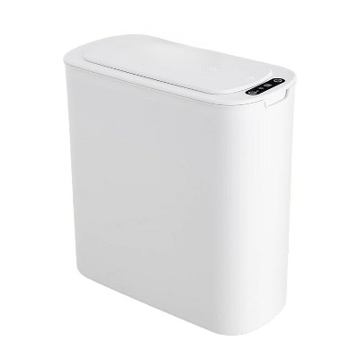 Aoibox Automatic Touchless Trash Can with Motion Sensor Lid, Slim Plastic Wastebasket for Bathroom, Office, RV, Bedroom, Living Room, White