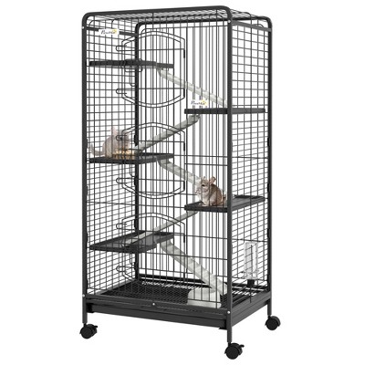 Pawhut 6 Level Small Animal Cage For Dwarf Rabbits, Pet Mink, And 