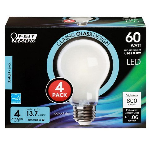 Everyday Essentials Light Bulbs, A19 60W LED Daylight - 4x1.0 ea