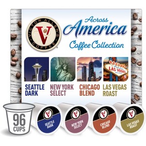 Victor Allen's Coffee Across America Variety Pack Single Serve Medium Dark Roast Coffee Pods - 96ct - 1 of 4