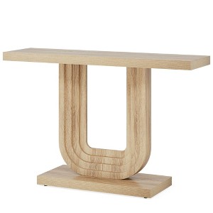 Resenkos Entryway Table, Console Sofa Table,Farmhouse Console Table, 39" Wood Entryway Table with Geometric Base Brown - 1 of 4