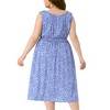 Agnes Orinda Women's Plus Size Square Neck Sleeveless Floral Flowy Stretchy Waist Midi A-Line Sundresses - 4 of 4