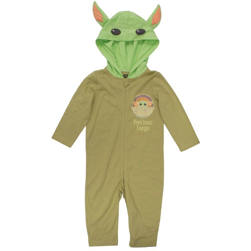 Star Wars The Mandalorian The Child Zip Up Cosplay Costume Coverall Toddler , 1 of 7