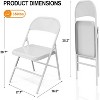 VINGLI Folding Chairs All Steel Metal Frame, Durable Portable and Versatile for Indoor Outdoor Use, White, Set of 4 - 3 of 4