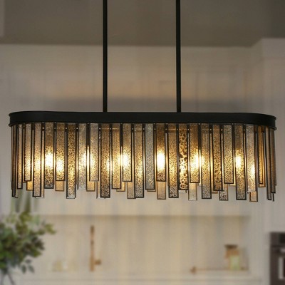 Matte Black and Mercury Glass 6-Light Linear Chandelier