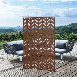 PexFix 72 in. H x 47 in. W Outdoor Metal Privacy Screen Garden Fence Arrow Pattern Wall Applique in Brown