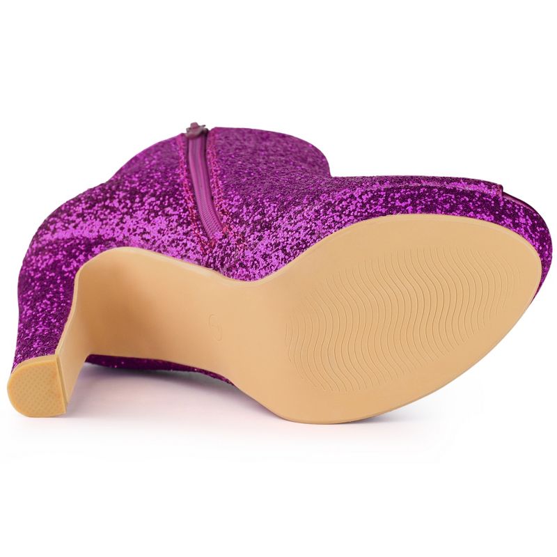 Allegra K Women's Glitter Platform Chunky Heeled Open Toe Ankle Boots, 5 of 7