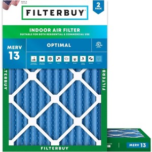 Filterbuy 13x18x2 Air Filter (2-Pack), Pleated MERV 13 Health Defense Replacement HVAC AC Furnace Filters (Actual Size: 13.00 x 18.00 x 1.75) - 1 of 4