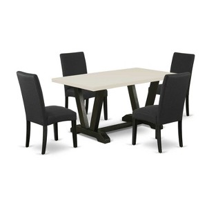 5-Piece Natural Oak Finish Solid Wood Top Dining table with 4 Chairs with - 1 of 4