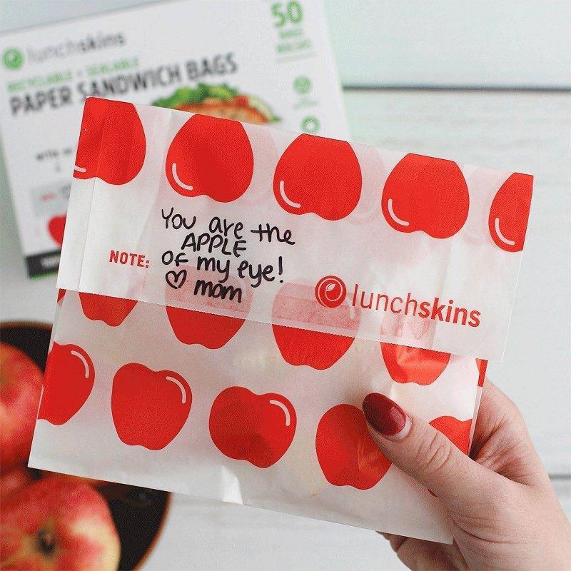 Lunchskins Recyclable & Sealable Paper Sandwich Bags - Apple - 50ct, 5 of 16