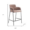 HomeRoots Set of Two 26" Brown and Black Faux Shearling and Steel Counter Height Bar Chairs - 3 of 4