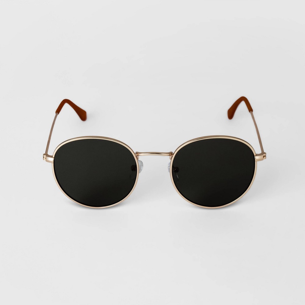 Photos - Sunglasses Men's Round Metal  - Goodfellow & Co™ Gold black