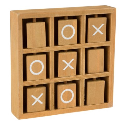 Toy Time Tic-Tac-Toe Small Wooden Travel Game With Fixed, Spinning Pieces