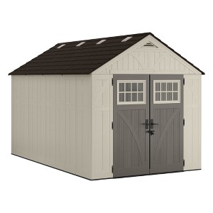 Suncast 8' x 13' Heavy-Duty Resin Tremont Storage Shed, Sand - 1 of 4
