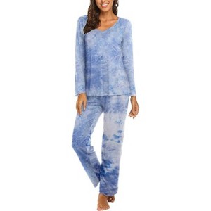 Ekouaer Womens Pajama Sets 2 Piece Lounge Set Fall Winter Pajamas Long Sleeve Pjs Top and Pants Soft Pj Sets Loose Sleepwear - 1 of 4