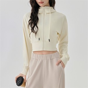 Clotth Women's Yoga Jacket - Short-Length Hooded Sweatshirt with Adjustable Drawstring, Long Sleeve for Fitness and Outdoor Sports - 1 of 4