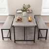 Whizmax 3 Piece Dining Table Set, Kitchen Table and Benches for 4, Rectangular Dining Room Table Set with 2 Upholstered Benches for Small Space, Gray - image 3 of 4