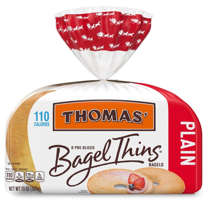 Thomas&#39; Plain Bagel Thins - 13oz/8ct, 1 of 8