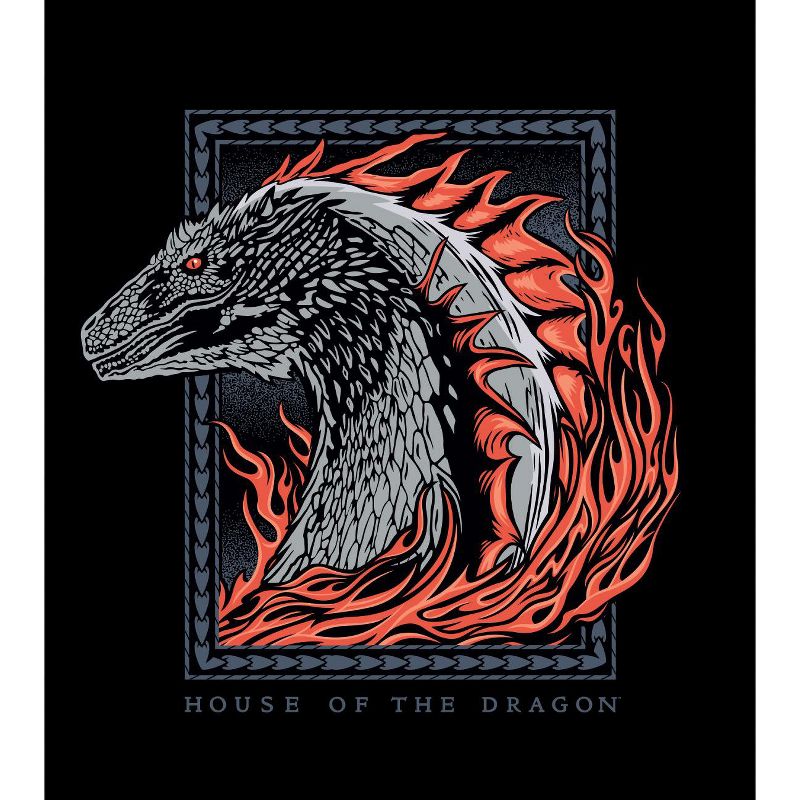House Of The Dragon Dragon Portrait Art Junior's Black Boyfriend Crop T-shirt, 2 of 3