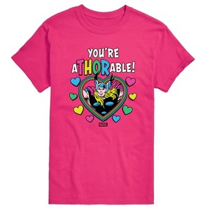 Men's - Marvel - Thor Valentine You're Athorable Short Sleeve Graphic T-Shirt - 1 of 3
