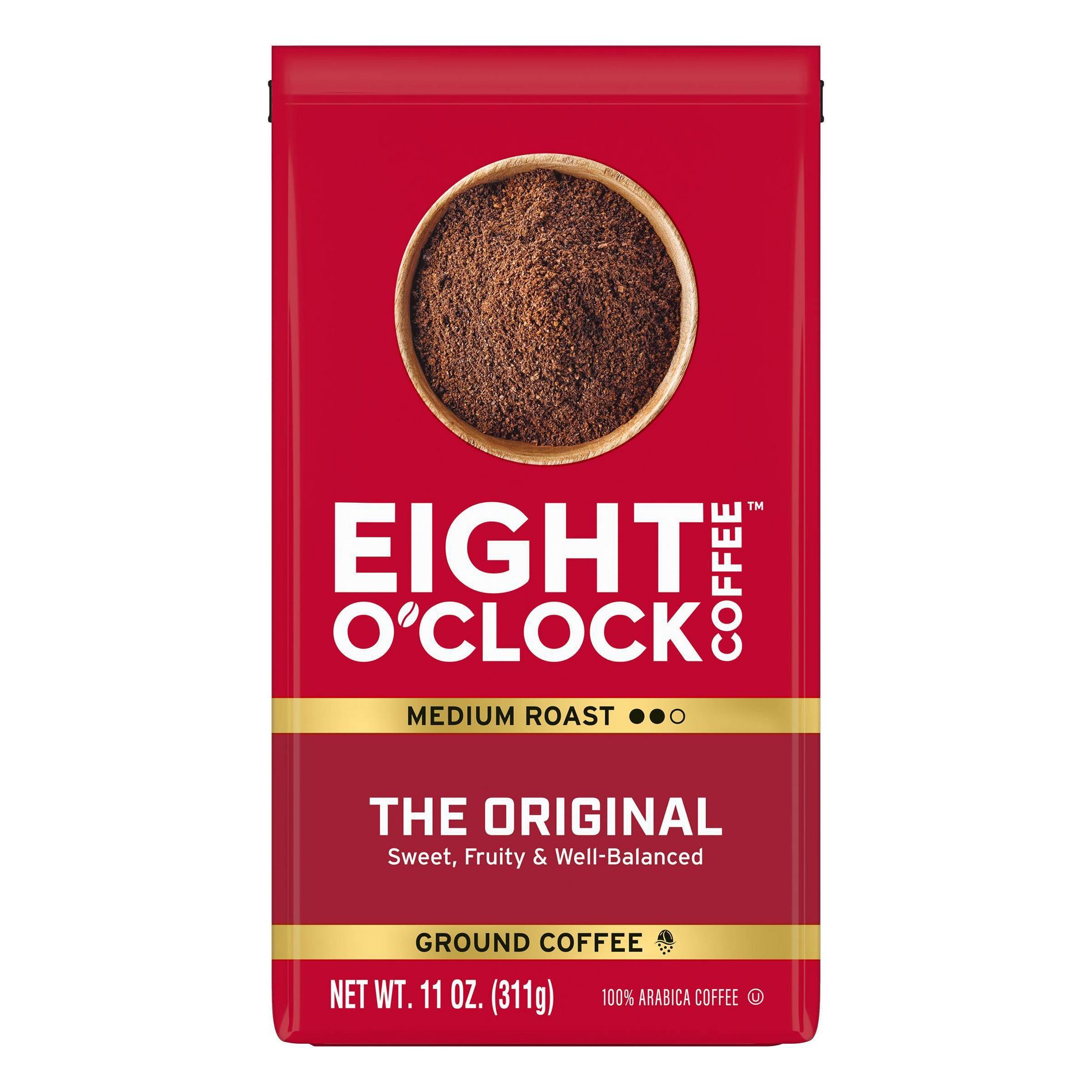 Eight O'Clock Original Medium Roast Ground Coffee - 11oz: Arabica Beans, African & Latin America Variety