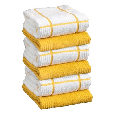 T-fal Solid and Check Parquet Kitchen Towel, Six Pack