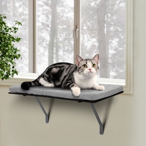 Mewoofun Pet Tower Cat Perch Window Mounted Shelf Bed with Velvet Cushion for Rest, Multicolored, 24.4"*11.8"*10.4" - 1 of 4