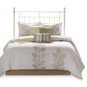 Gracie Mills Forest 6-Piece Embroidered Quilt Set with Throw Pillows - 1 of 4