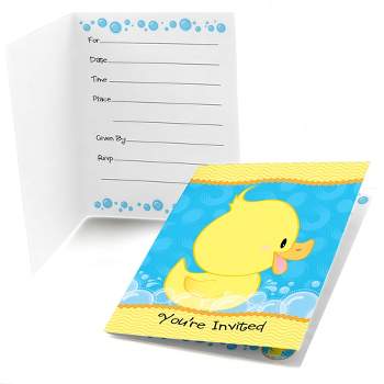 Big Dot of Happiness Ducky Duck - Fill-In Baby Shower or Birthday Party Invitations (8 count)