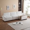 NicBex 102.4 Inch Modular Corduroy Sectional Sofa,L-Shaped Couch with Removable Ottoman for Living Room,Apartment,Office,Beige - 2 of 4