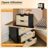 Rattan Nightstand with 3 Rattan/Wicker Drawers - 18.9" Compact Bedside Table, Metal-Footed Bedside Cabinet with Shelves - 4 of 4