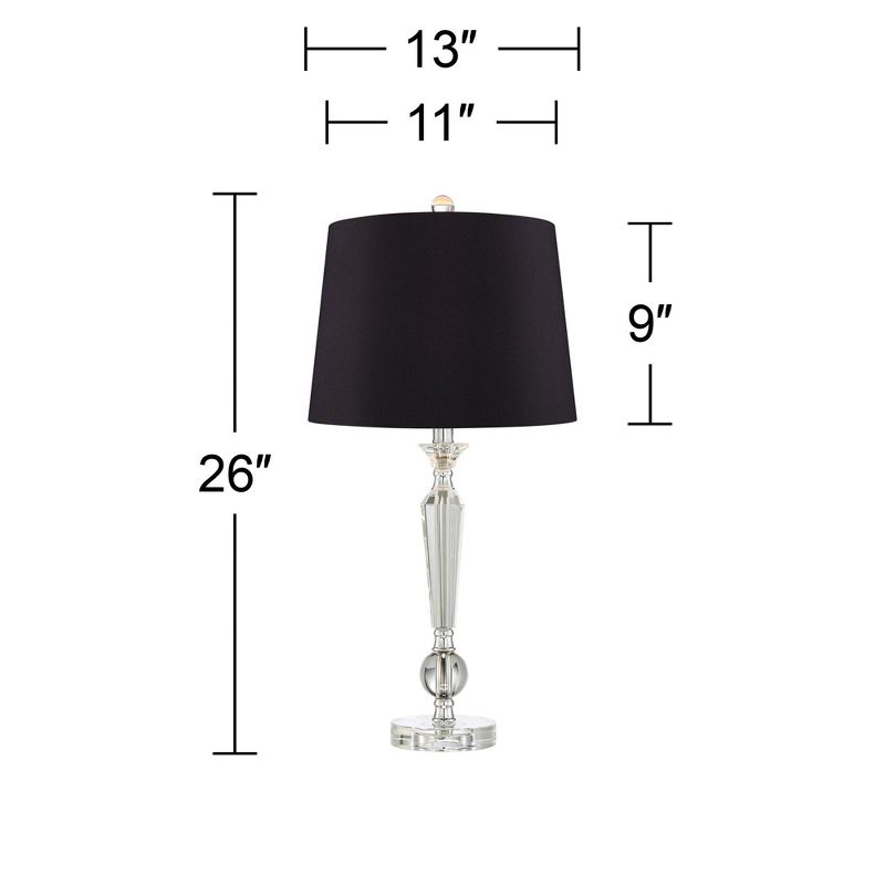Vienna Full Spectrum Jolie Traditional Glam Table Lamps 26" High Set of 2 Candlestick Clear Crystal Glass Black Shade for Bedroom Living Room Bedside, 4 of 6