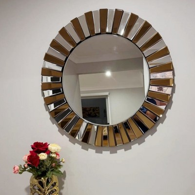 ARTLOGE 60cm/80cm Break Depression Round Beveled Mirror Wall-Mounted Bathroom Vanity Mirror