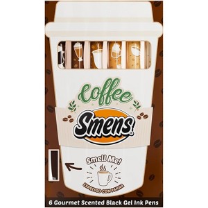 Scentco Coffee Smens Gourmet Coffee-Scented Gel Pens, Set of 6, Black Gel Ink, Medium Point, Ages 3+ - 1 of 4