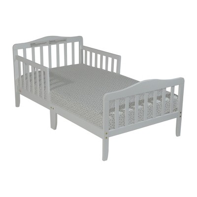 Infurnic Beds, Toddler Single Bed with Safety Guardrails and Headboard, Low To Floor Design for Toddler Children, White, 70"*36"*27"