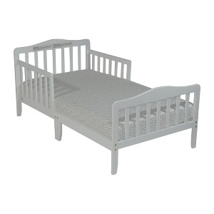 Infurnic Beds, Toddler Single Bed with Safety Guardrails and Headboard, Low To Floor Design for Toddler Children, White, 70"*36"*27" - 1 of 4