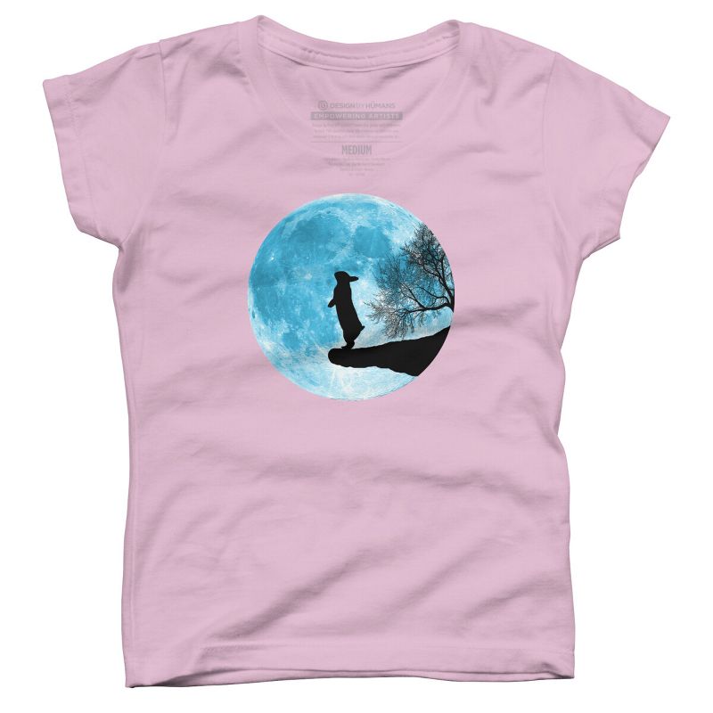Girl's Design By Humans Moon Bunny By Maryedenoa T-Shirt, 1 of 4